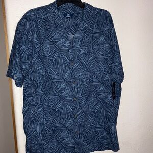 George Men's Navy‎ Leaf Print Casual Shirt